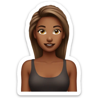 a girl doing her makeup with brown her and tanned skin sticker