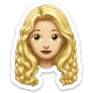 Lady long blonde hair thinking sticker