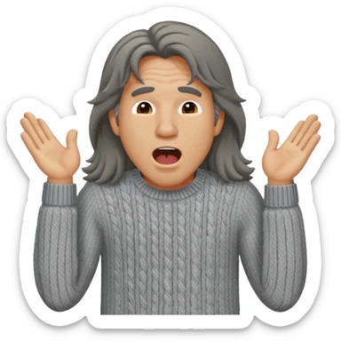 yawning long haired man in sweater sticker