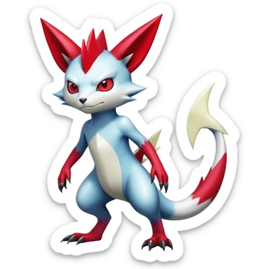 Cool Edgy Badass Shiny Digimon-Sneasel-Zangoose-hybrid full body sticker