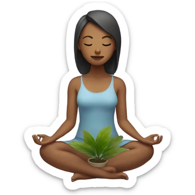meditating girl with a plant sticker