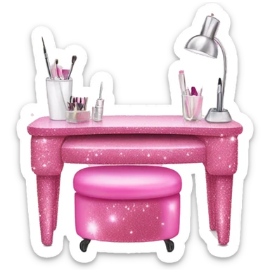 Pink glitter nail salon table  sticker