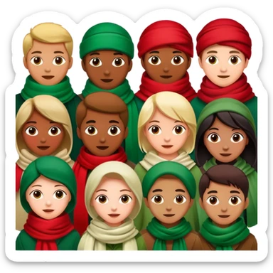 family in red-green scarfs sticker