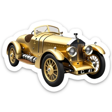  1949 luxury racing c-3po Rolls Royce lowered powerful 4 cylinder engined racing car featuring advanced rugged 4 wheel independent suspension, power steering, disc brakes and small leather covered steering wheel  sticker