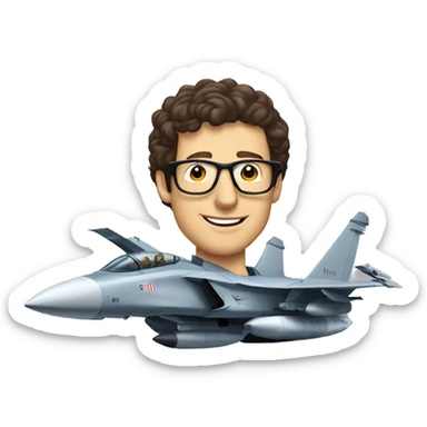 andy samberg sitting on a fighter jet sticker