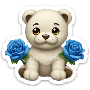 Peluche with blue roses  sticker