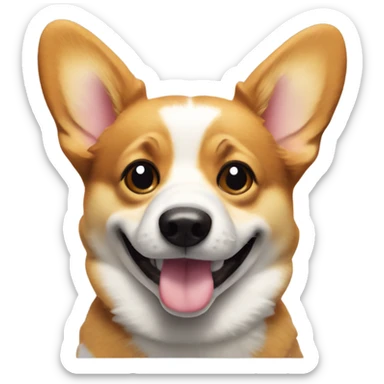 Corgi dog with a mostly black face winking sticker