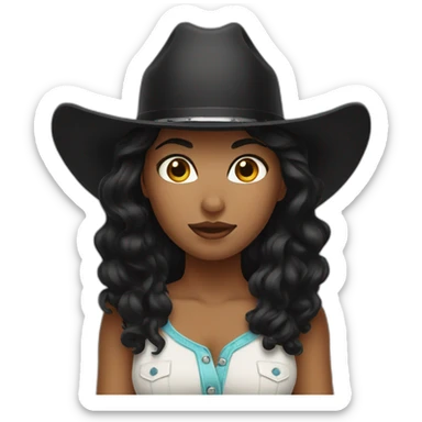 cowgirl black hair sticker
