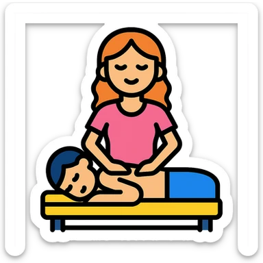 a girl performing a massage, minimal flat icon style sticker