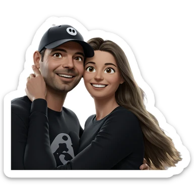 couple smiling under the sky sticker