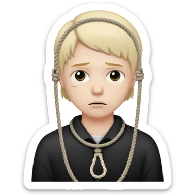 😔 with noose around neck sticker