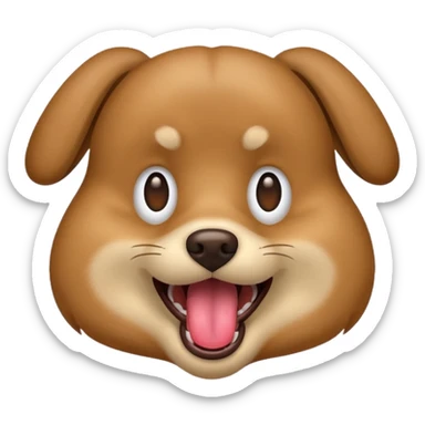 emoji dog dashing with a resume in its mouth, tongue out, excited expression sticker