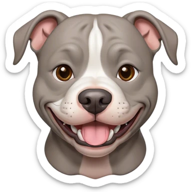 Fully Gray pitbull smiling head sticker
