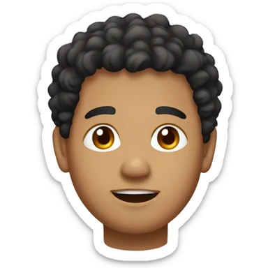 Southeast Asian man, black, curly hair, light brown, chubby sticker