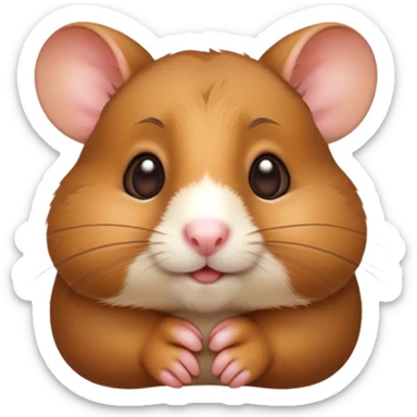 Cinematic Noble Brown Hamster Portrait Emoji, Poised and regal, with a tiny, compact build and a smooth, well-kept rich brown fur, deep-set soulful dark eyes, Simplified yet sharp and sophisticated features, highly detailed, glowing with a soft, dignified glow, high shine, intelligent and energetic, stylized with an air of miniature majesty, focused and attentive, soft glowing outline, capturing the essence of a watchful and confident rodent, so majestic it feels as though it could scurry out of the screen with effortless authority! sticker
