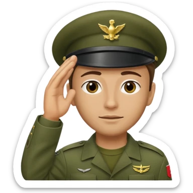 militar de boina dando continencia verde sticker