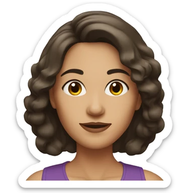 Brunette mature woman mid-length hair black eyes sticker