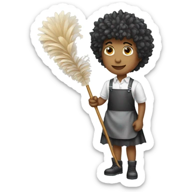 Boy maid feather duster sticker