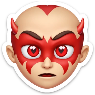 Cara de diablo con ojos en forma de corazón
 sticker