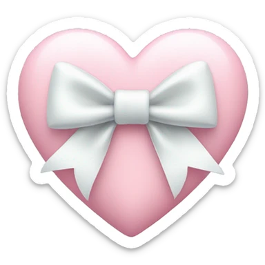 Pastel pink heart with white bow sticker