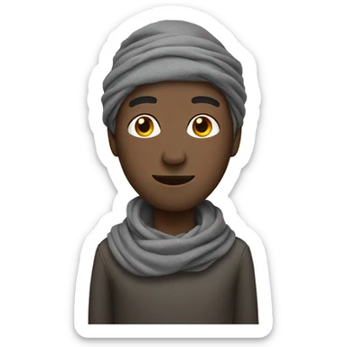 Black man with gray scarf wrapped around his head only eyes visible sticker