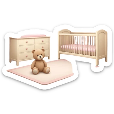 baby room, Cozy baby room with crib and teddy bear sticker