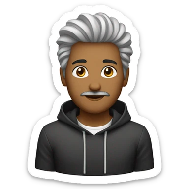 Pai branco cabelo preto curto com um filho negro de cabelos longos cacheados sticker