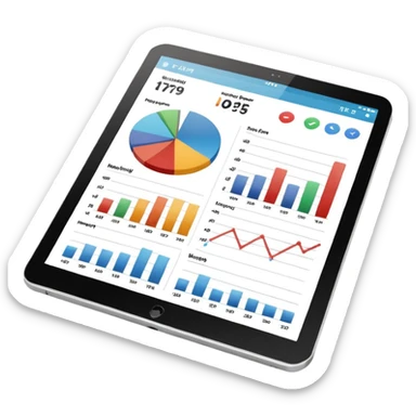 report with charts on a tablet sticker