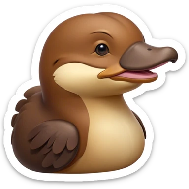 Cinematic Noble Platypus Portrait Emoji, Poised and regal, with a uniquely streamlined build and a sleek brown fur, a distinctive flat duckbill and broad, beaver-like tail, deep-set soulful eyes full of wonder, Simplified yet sharp and sophisticated features, highly detailed, glowing with a soft, dignified glow, high shine, intelligent and enigmatic, stylized with an air of aquatic curiosity, focused and attentive, soft glowing outline, capturing the essence of a watchful and confident oddity, so majestic it feels as though it could glide out of the screen with effortless authority! sticker
