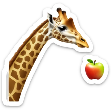 Giraffe eating an apple  sticker