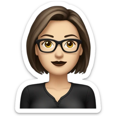 Sexy-Caucasian-Mum-woman-goth-brown-hair-standing-wearing-glasses-plus-size sticker