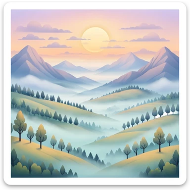 A foggy landscape sticker