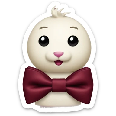 Burgundy bow tie on crème stuffed bunny sticker