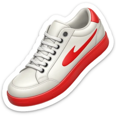3D Apple-style emoji of a sneaker pressing down on the ground, showing the sole clearly. Rounded, glossy, smooth, soft shadows, white background. sticker