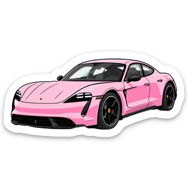 pink porsche taycan electric sports car sticker