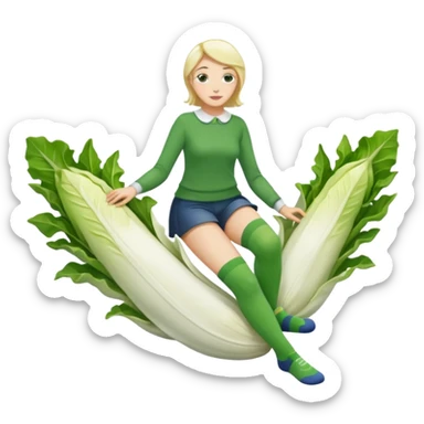  👩🏼 en chaussette, dans une endive géante, sticker