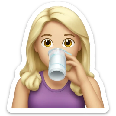 blonde girl taking an inhaler sticker