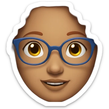 a curvy girl with curly red hair and blue glasses winking sticker