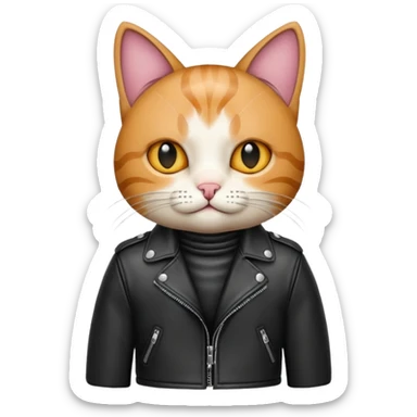 cat in leather jacket sticker