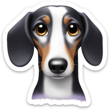 black and white dachshund with purple bow on head sticker