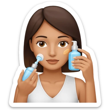 Perempuan lagi skincare (tapi yang lebih ketutup) fokus di muka sticker
