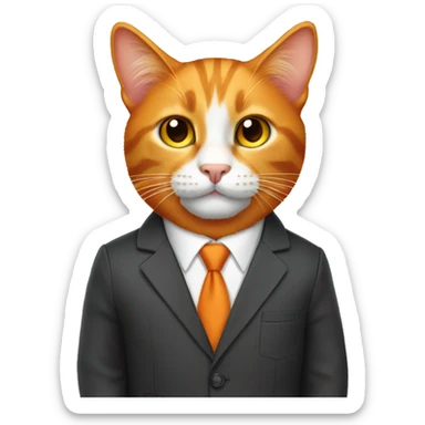 Orange cat in business suit sticker