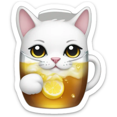 Back and white cat drink sticker
