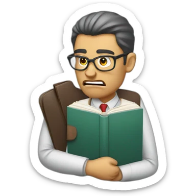 teacher angry with a book sticker