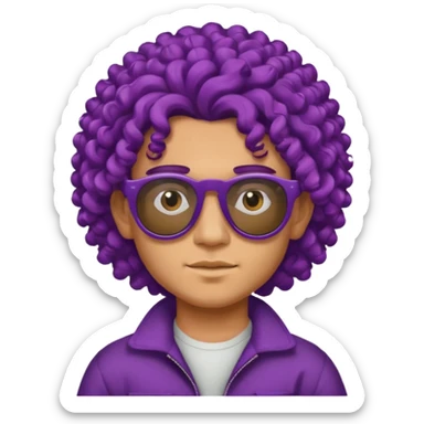 purple haired, curly big haired mexican boy with sunglassess sticker