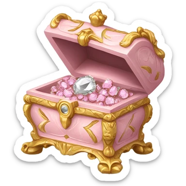 Pale pink Rococo Treasure box filled with diamonds sticker