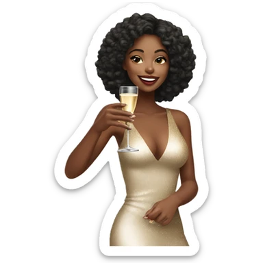 Hot chic girl with champagne in Christmas vibes sticker