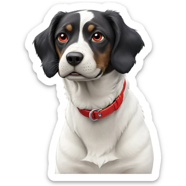 realistic dog with red collar sticker