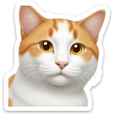 White and orange cat sticker