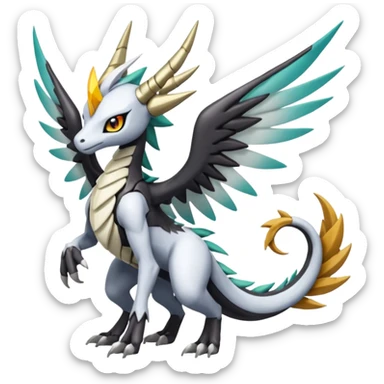 Meloetta-Wargreymon-Dutch-Angel-Dragon-Silvally-Kyurem-Pokémon-Digimon-Fakémon-fusion-hybrid-creature sticker